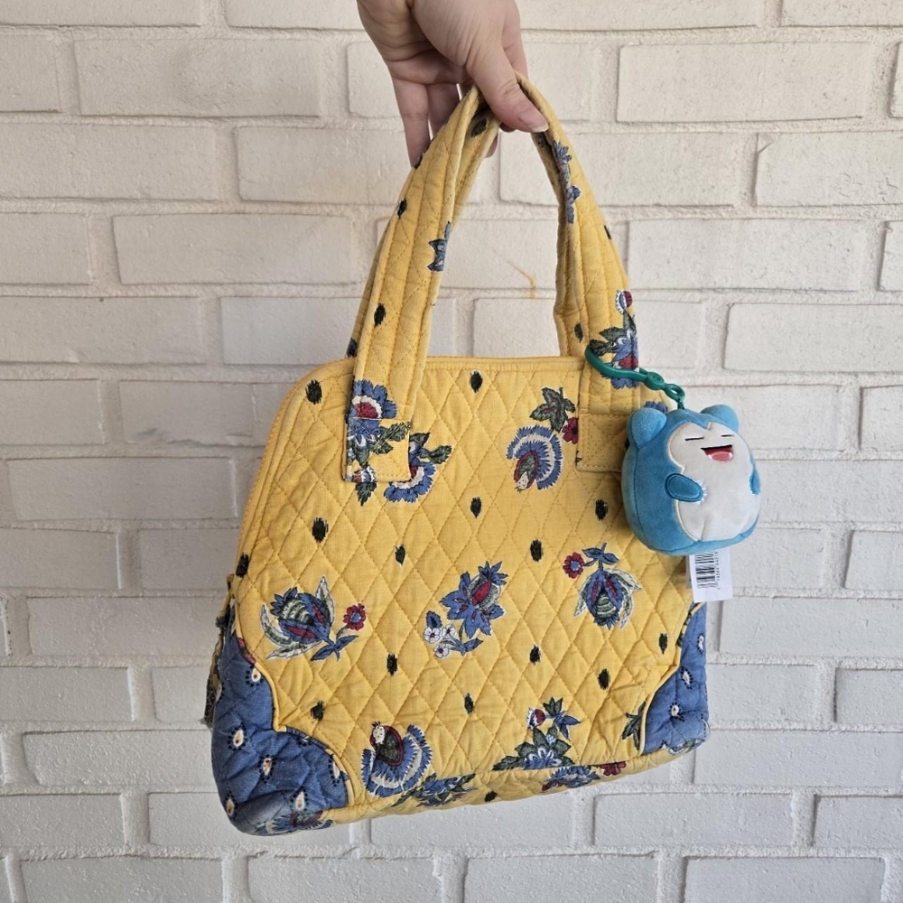 Vtg Vera Bradley French Yellow Bag Quilted Cotton 1999 Paisley Floral